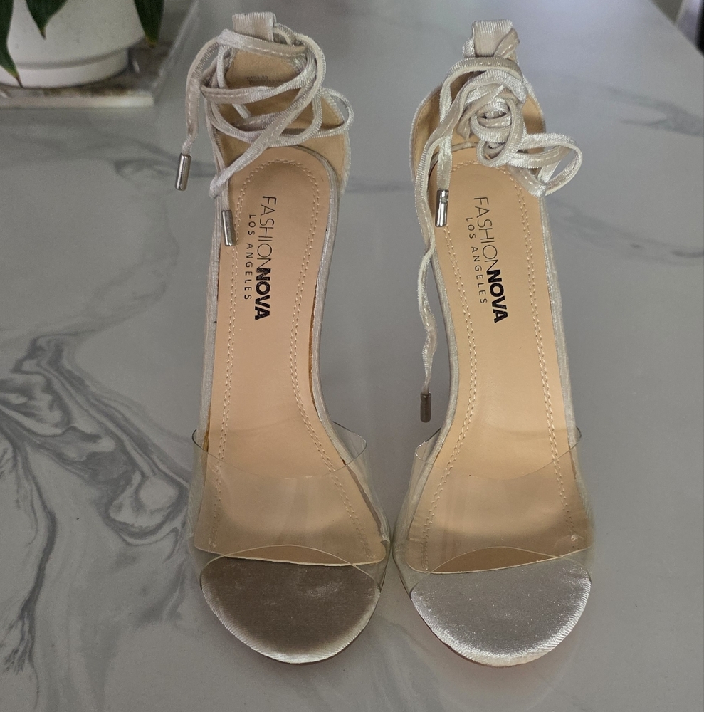 Fashion Nova Metallic Silver Heels - Picture 5 of 6